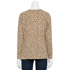 Petite Croft & Barrow® V-Neck Long Sleeve Top -Barrow Sales 5676626 ALT