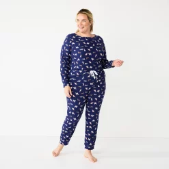 Plus Size Croft & Barrow® Long Sleeve Pajama Top & Pajama Pants Sleep Set -Barrow Sales 5677587 ALT2