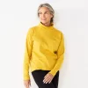 Petite Croft & Barrow® Long Sleeve Mockneck Sweatshirt -Barrow Sales 5696656 Golden Spice