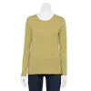 Petite Croft & Barrow® Long Sleeve Crewneck Top -Barrow Sales 5698437 Golden Olive