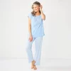 Petite Croft & Barrow® Short Sleeve Pajama Top & Pajama Pants Cotton Sleep Set -Barrow Sales 5708273 Blue Stripes