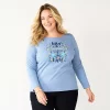 Plus Size Croft & Barrow® Holiday Motif Graphic Tee -Barrow Sales 5726116 Blue Love Light