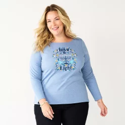 Plus Size Croft & Barrow® Holiday Motif Graphic Tee