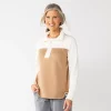 Women's Croft & Barrow® Quilted Quarter-Zip Top -Barrow Sales 5775880 Ivory Beige Colorblock