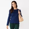 Women's Croft & Barrow® Cable Jacquard Top -Barrow Sales 5776228 Navy