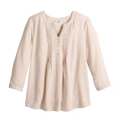 Women's Croft & Barrow® Splitneck Pintuck Blouse -Barrow Sales 5777321 ALT5