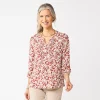 Women's Croft & Barrow® Splitneck Pintuck Blouse -Barrow Sales 5777321 Brown Floral