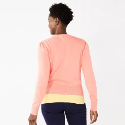 Women's Croft & Barrow® Crewneck Puff Sleeve Cardigan -Barrow Sales 5795189 ALT