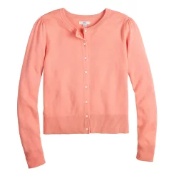 Women's Croft & Barrow® Crewneck Puff Sleeve Cardigan -Barrow Sales 5795189 ALT5