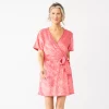 Women's Croft & Barrow® Short Sleeve Terry Wrap Robe -Barrow Sales 5796057 Coral Mission