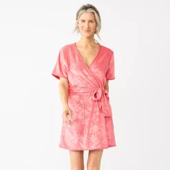 Women's Croft & Barrow® Short Sleeve Terry Wrap Robe