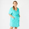 Plus Size Croft & Barrow® Short Sleeve Terry Wrap Robe -Barrow Sales 5796060 Aqua Shore