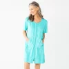 Women's Croft & Barrow® Short Sleeve French Terry Zip Robe -Barrow Sales 5796661 Aqua Shore