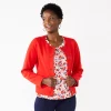 Women's Croft & Barrow® Collarless Knit Jacket -Barrow Sales 5800846 Red