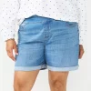 Plus Size Croft & Barrow® Elastic-Waist Pull-On Shorts -Barrow Sales 5806146 Medium Wash