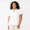 Plus Size Croft & Barrow® Short Sleeve Y-Neck Polo Top -Barrow Sales 5808738 White