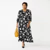 Plus Size Croft & Barrow® Ruffle Hem Maxi Dress -Barrow Sales 5812986 Black Floral