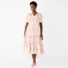 Women's Croft & Barrow® Tiered Midi Dress -Barrow Sales 5835242 Brown Plaid
