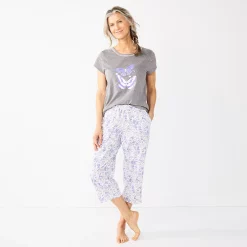 Women's Croft & Barrow® Short Sleeve Pajama Top & Capri Pajama Pants Sleep Set 7 Women's Croft & Barrow® Short Sleeve Pajama Top & Capri Pajama Pants Sleep Set -Barrow Sales 5839151 ALT2