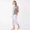 Women's Croft & Barrow® Short Sleeve Pajama Top & Capri Pajama Pants Sleep Set 2 Women's Croft & Barrow® Short Sleeve Pajama Top & Capri Pajama Pants Sleep Set -Barrow Sales 5839151 White Floral
