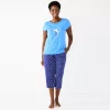 Petite Croft & Barrow® Short Sleeve Pajama Top & Capri Pajama Pants Sleep Set -Barrow Sales 5839153 Blue Daisy
