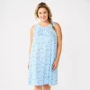 Plus Size Croft & Barrow® Sleeveless Cotton Nightgown -Barrow Sales 5851219 Blue Flowers