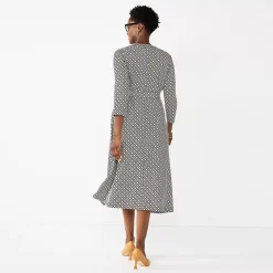 Women's Croft & Barrow® V-Neck Midi Dress -Barrow Sales 5855106 ALT