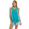 Women's Croft & Barrow® Luxe Pajama Tank & Pajama Shorts Sleep Set -Barrow Sales 5881860 Green Palms