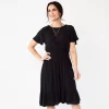 Women's Croft & Barrow® Flutter Sleeve Dress -Barrow Sales 5929703 Black