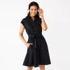 Women's Croft & Barrow® Eyelet Knot Waist Dress -Barrow Sales 5932327 Black