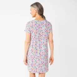 Women's Croft & Barrow® Short Sleeve V-Neck Sleepshirt -Barrow Sales 5932420 ALT