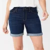 Women's Croft & Barrow® Functional Waist Denim Shorts -Barrow Sales 5934037 Dark Wash