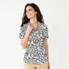 Women's Croft & Barrow® Woven Camp Shirt -Barrow Sales 5949460 Black Garden