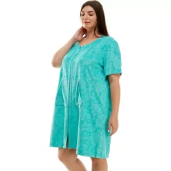Plus Size Croft & Barrow® Short Sleeve French Terry Zip Robe -Barrow Sales 5972233 ALT2