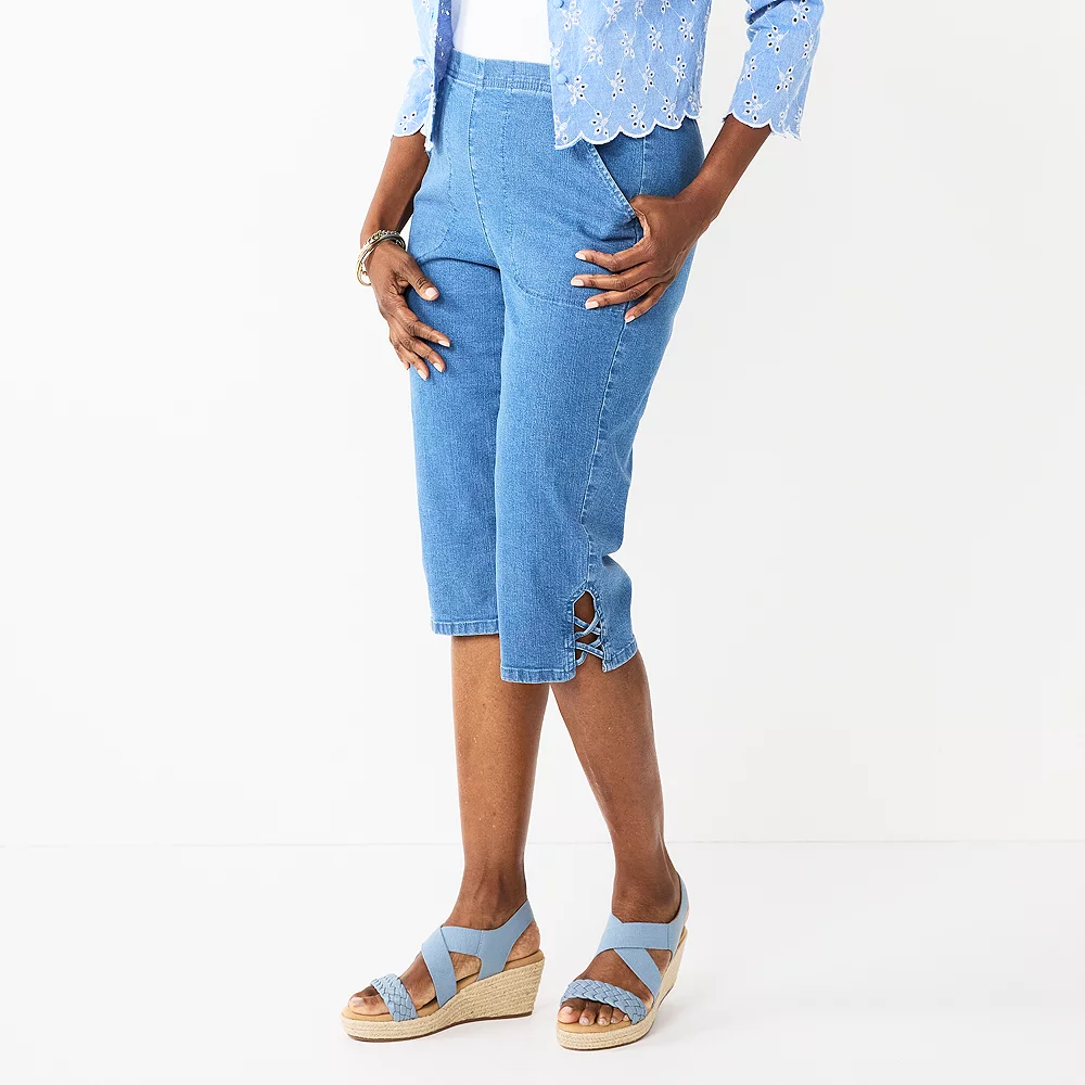 Women's Croft & Barrow® Lattice-Hem Pull-On Mid-Rise Skimmer Jeans 3 Women's Croft & Barrow® Lattice-Hem Pull-On Mid-Rise Skimmer Jeans