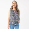 Women's Croft & Barrow® Smocked Sleeveless Shell Top -Barrow Sales 6167552 Multi Floral