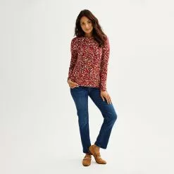 Women's Croft & Barrow® Essential Long-Sleeve Crewneck Tee -Barrow Sales 6264671 ALT2