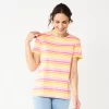 Women's Croft & Barrow® Essential Crewneck Tee -Barrow Sales 6265070 Warm Multi Stripe